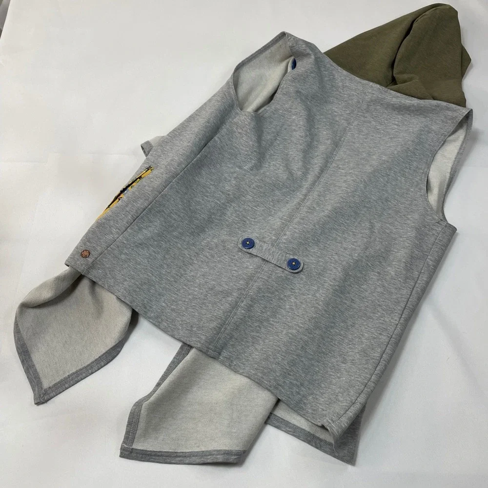 Matilda Jane 435 Girl's Sleeveless Open Front Hooded Vest 16 Gray Yellow Paisley